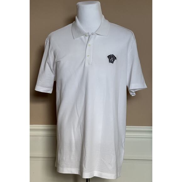 Versace Medusa White Piquet Cotton White Polo Shirt 5XL A89507S NWT $550